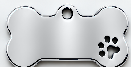 Back of mirror stainless steel paw pet ID