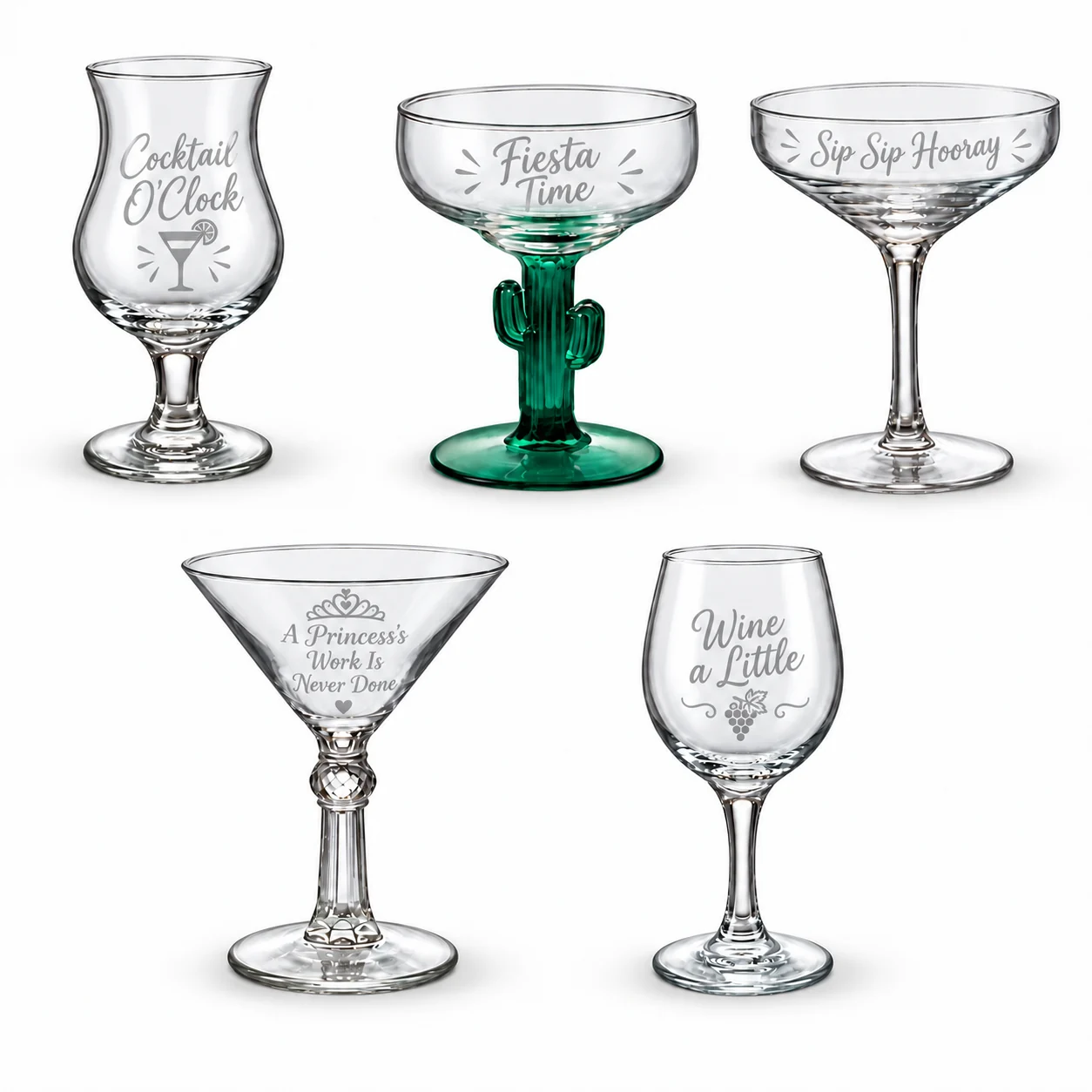Engraved cocktail glassware collection