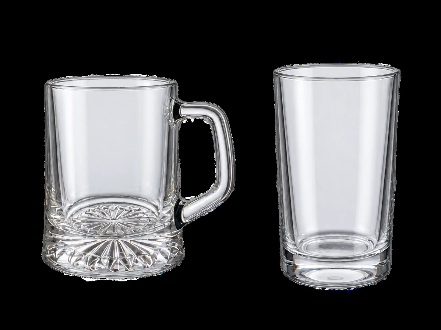 Pint glass and beer tankard examples